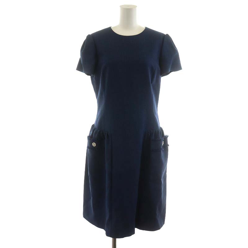 未使用品 フォクシー FOXEY リネンライクウール ワンピース ひざ丈  