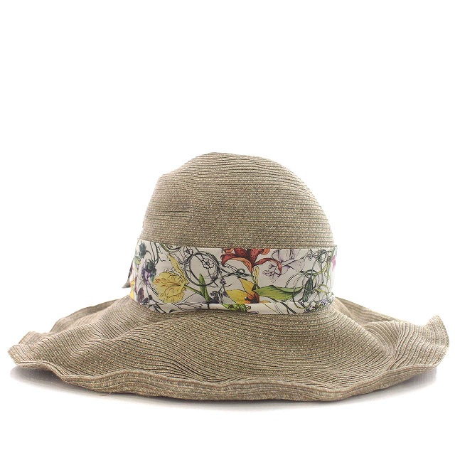 グッチ GUCCI 麦わら帽子 309138 フローラ柄 リボン ストロー