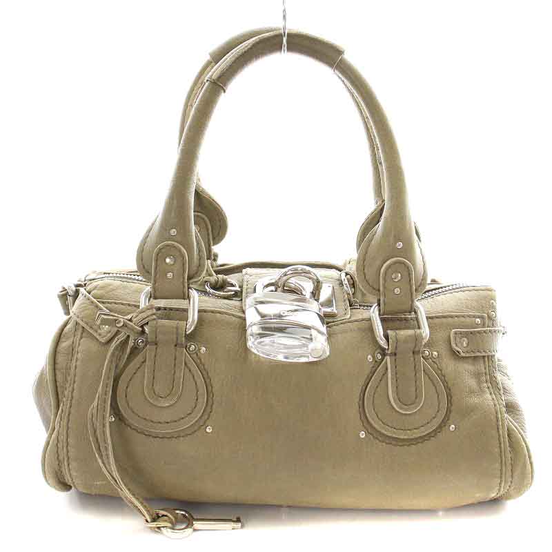 Chloé ベージュレザー カデナつきハンドバッグ クロエ Chloe ハンドバッグ ショルダーバッグ マーシー 2WAY