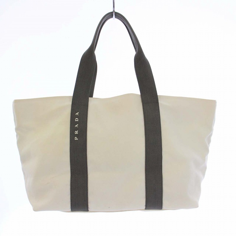 プラダスポーツ PRADA SPORT トートバッグ ハンドバッグ キャンバス 白 