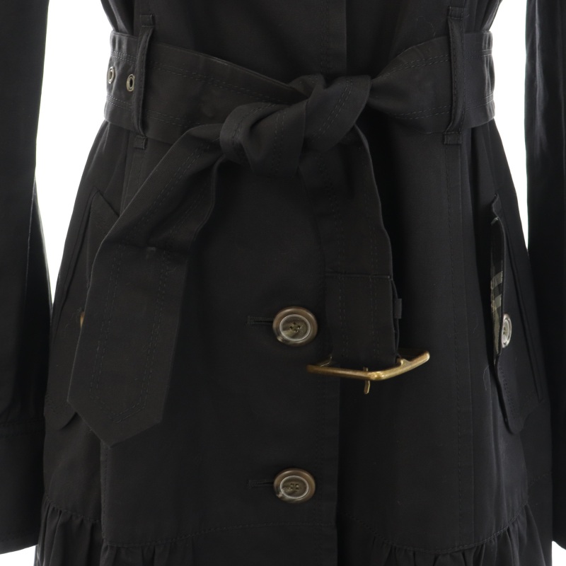 良品　バーバリー ブルーレーベル トレンチコート 38 黒　リアル　毛皮　ファー バーバリーブルーレーベル BURBERRY BLUE LABEL トレンチコート