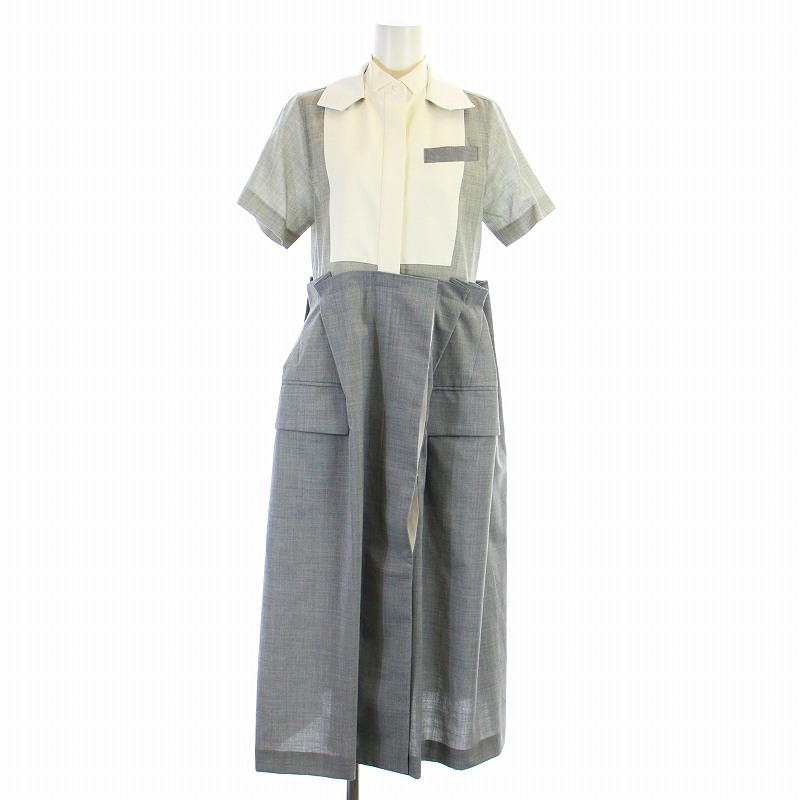 サカイ sacai 21SS Suiting Dress ドッキングデザインシャツワンピース  
