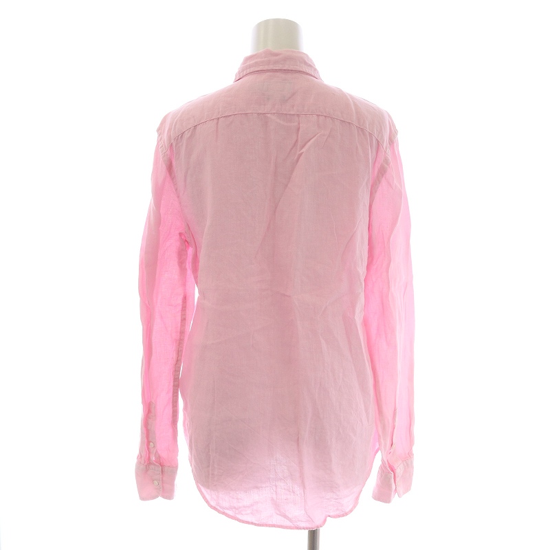 ポロラルフローレン リネン 麻 シャツ M ピンク ホース 胸ロゴ 長袖 現行 ラルフ ローレン] シャツ リネン プルオーバーシャツ ピンク