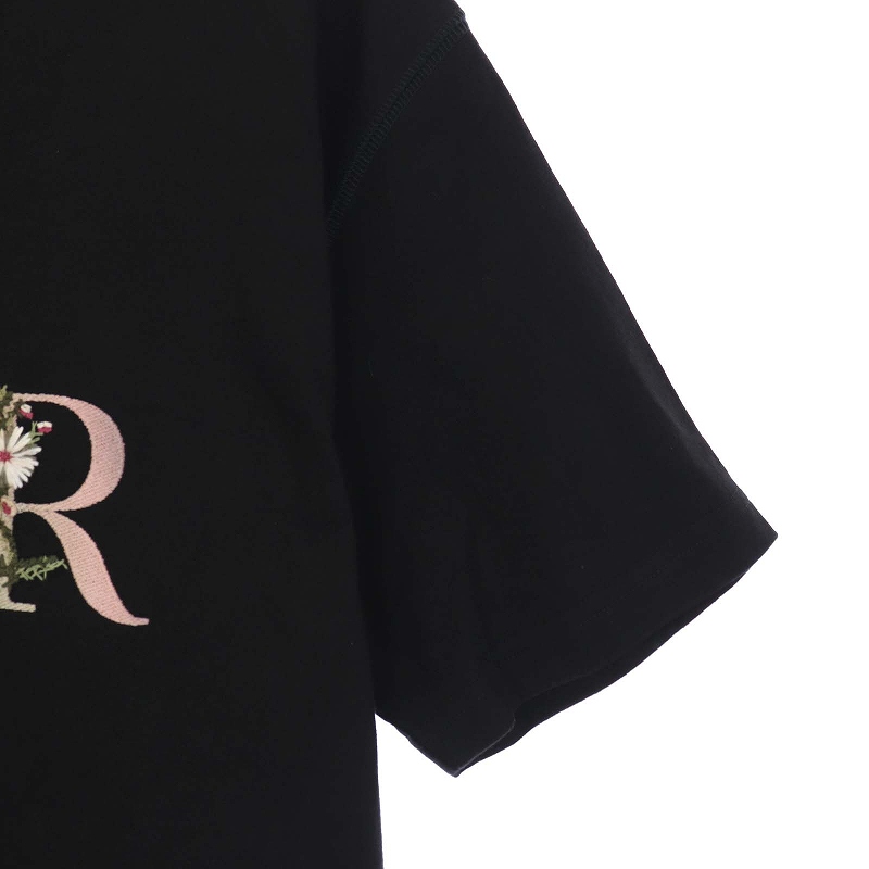 Christian Dior クリスチャン ディオール 半袖 黒 Tシャツ夏 花 未使用品 ディオール Dior AND ALEX FOXTON 20SS Tシャツ 半袖
