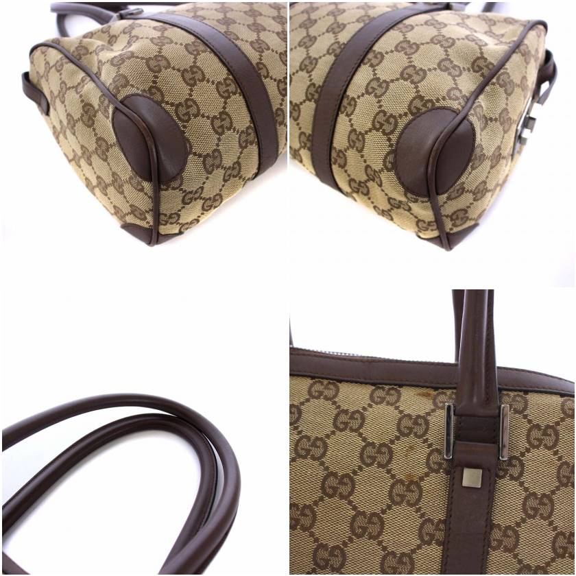 グッチ GUCCI GGキャンバス ミニボストンバッグ ハンドバッグ ベージュ  