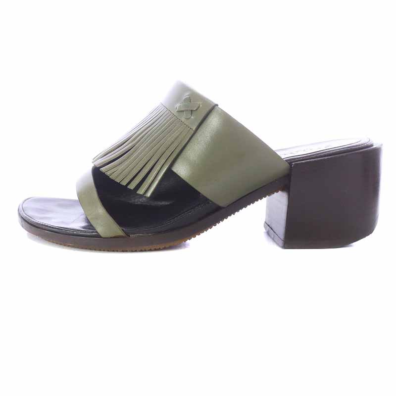 ポリーニ Pollini ミュール サンダル チャンキーヒール レザー 35 1/2 