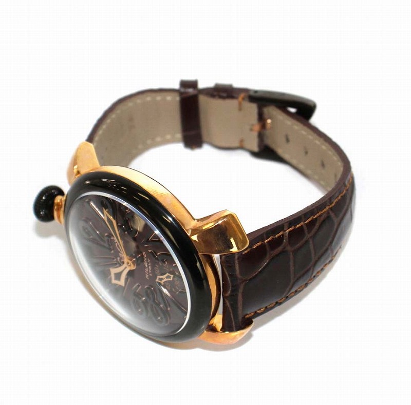 ガガミラノ GaGa MILANO マヌアーレ 48mm 手巻き 腕時計 裏スケ レザー 