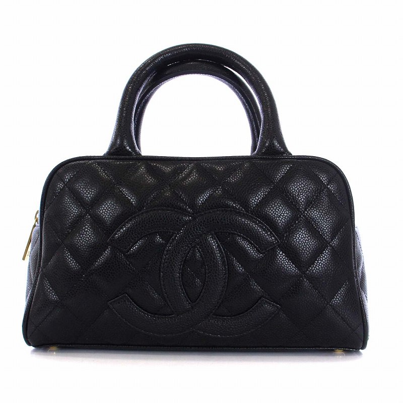 シャネル CHANEL マトラッセ キャビアスキン ココマーク ボストン 