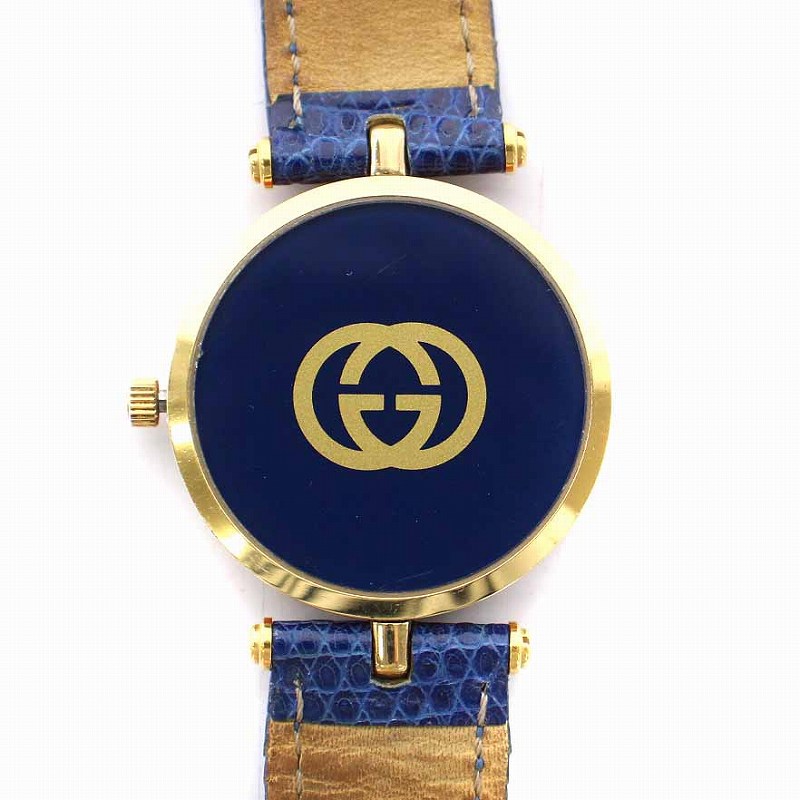 GUCCI 青 レザーストラップ 時計 2600L GUCCI 青 レザーストラップ 時計 2600L