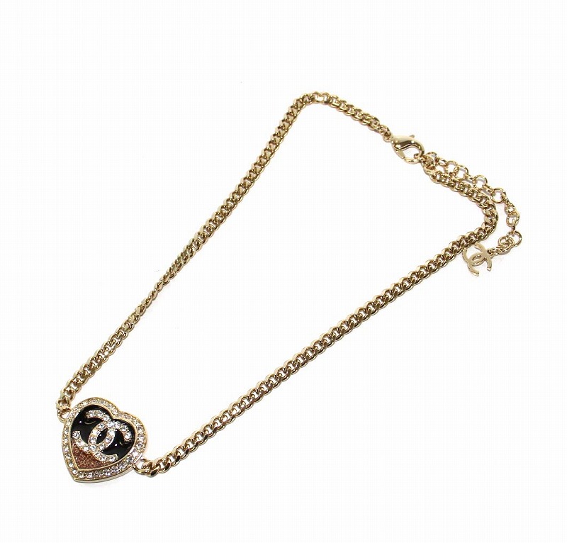 シャネル CHANEL C23P ココマーク ハート チェーンネックレス ライン 
