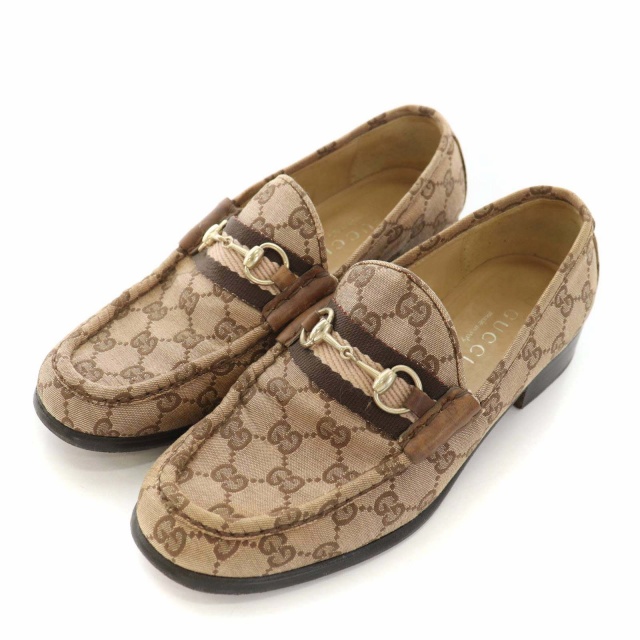 グッチ GUCCI ホースビット ローファー GG キャンバス レザー 100 0531 