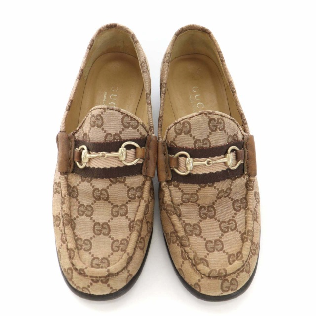グッチ GUCCI ホースビット ローファー GG キャンバス レザー 100 0531 