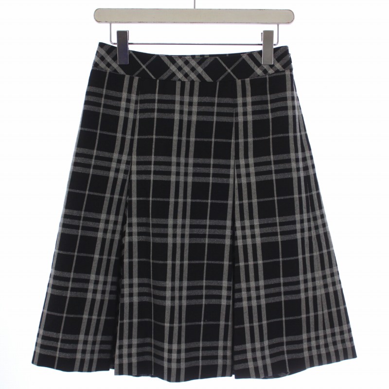 バーバリー ロンドン BURBERRY LONDON フレアスカート プリーツ ひざ丈 