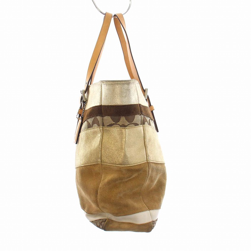美品✨COACH コーチ ハンドバッグ シグネチャー パッチワーク F14725 COACH ハンドバッグ シグネチャー パッチワーク ホーボー F14725