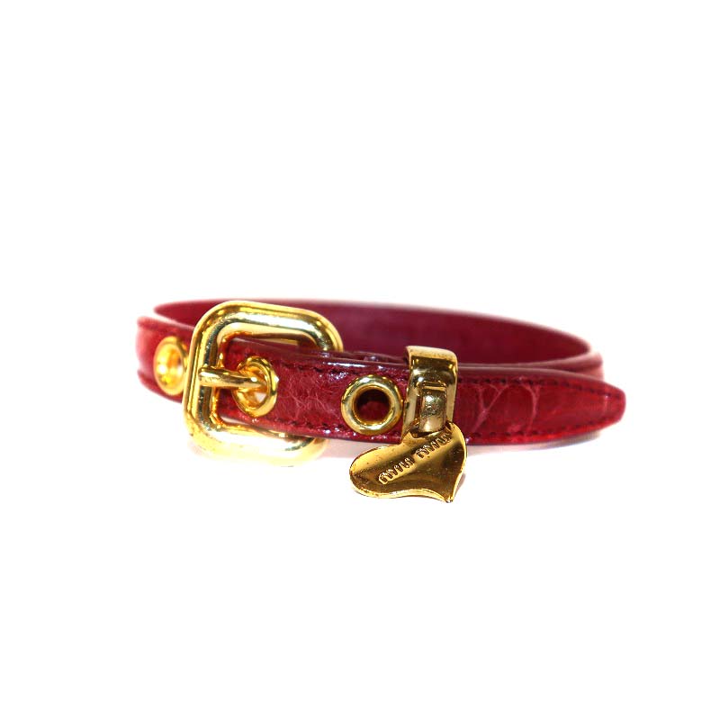 ミュウミュウ miumiu ブレスレット バングル ベルト ハート レザー 
