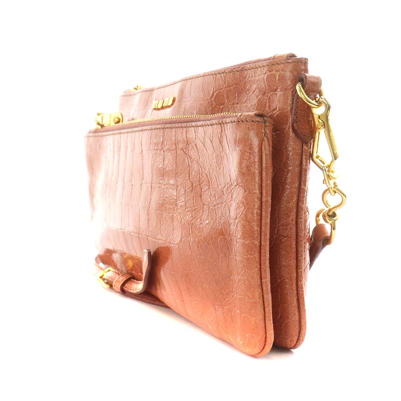 ミュウミュウ miumiu ショルダーバッグ レザー クロコ型押し ミュウミュウ miumiu ショルダーバッグ レザー クロコ型押し