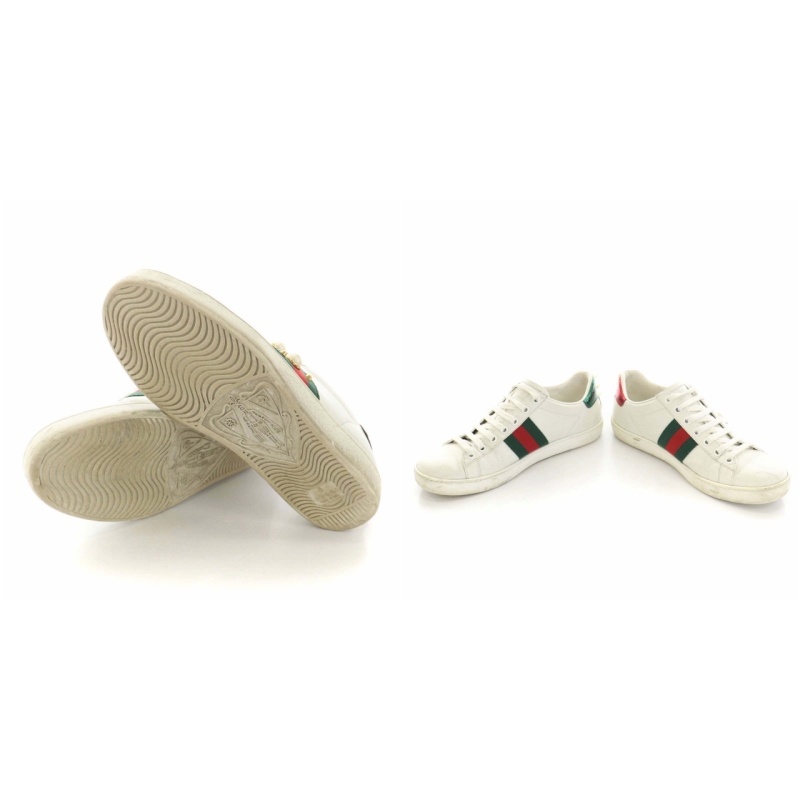 グッチ GUCCI エース スニーカー ウェブライン スタッズ パール レザー 
