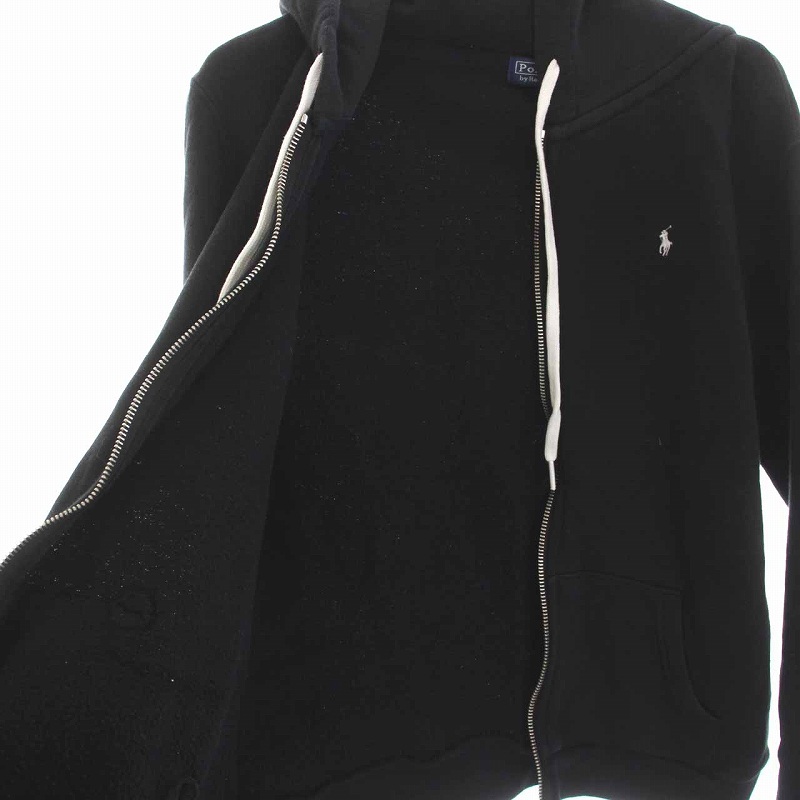 【ポロラルフローレン】ジップパーカー　黒　XL 刺繍ロゴ　人気カラー　美品　p ポロ バイ ラルフローレン Polo by Ralph Lauren ジップアップ