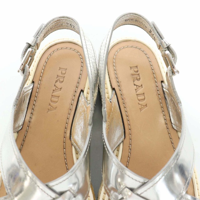 PRADA シルバー クロスストラップ サンダル プラダシルバー クロスストラップ サンダル