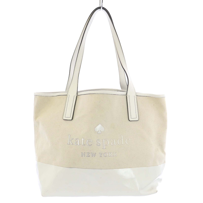 ケイトスペード KATE SPADE トートバッグ キャンバス カウレザー 牛革 