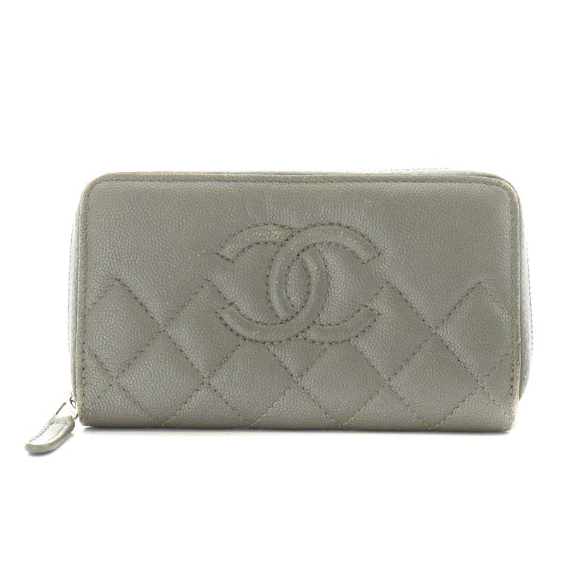シャネル CHANEL ココマーク キャビアスキン 長財布 ラウンド 