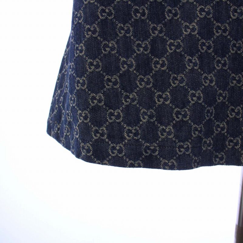 グッチ GUCCI GG柄 ウォッシュド オーガニックデニム 台形スカート  