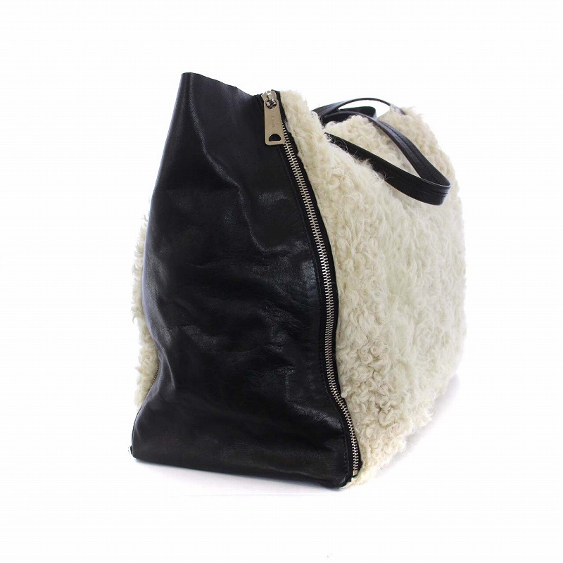 美品本物セリーヌ本革ムートン毛皮レザーカバガゼットトートバッグビジネスバック 美品本物セリーヌ本革ムートン毛皮レザーカバガゼットトート