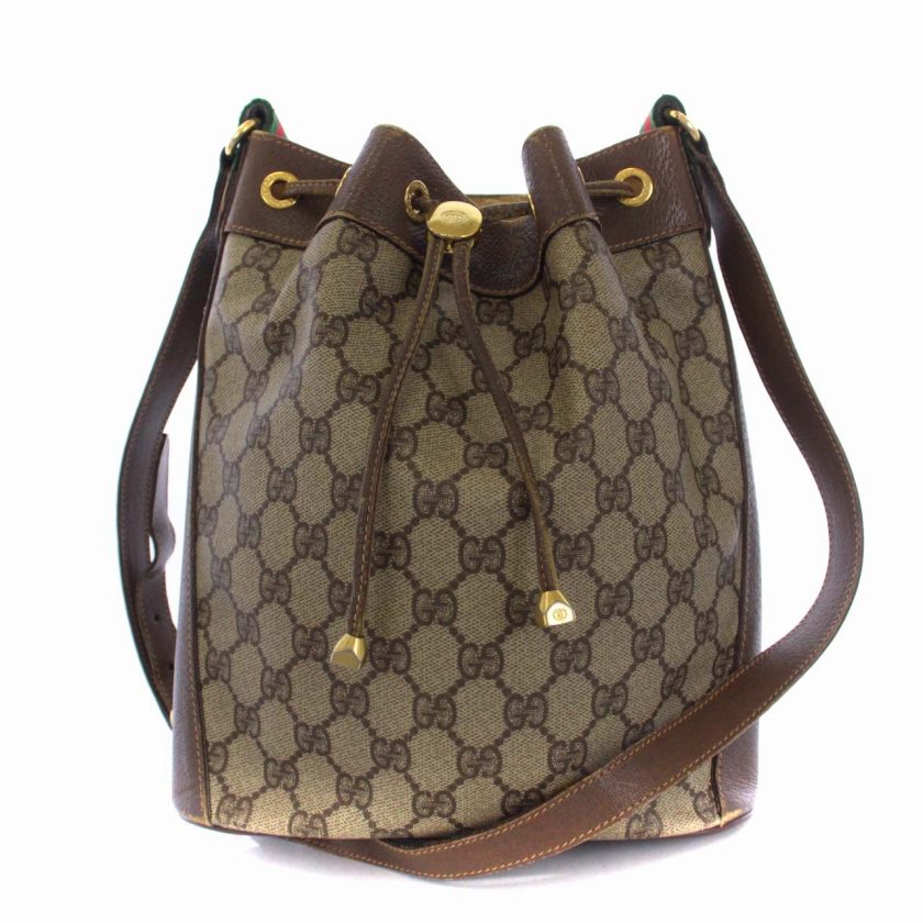 グッチ GUCCI オールド ヴィンテージ GG柄 シェリーライン 巾着型  