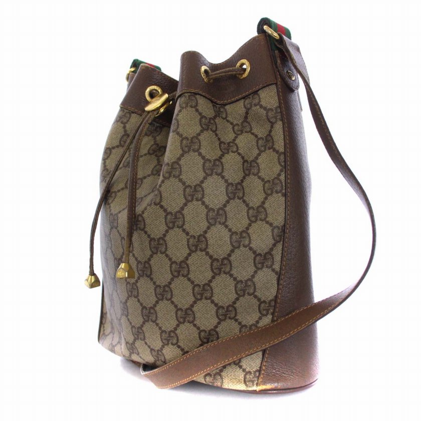グッチ GUCCI オールド ヴィンテージ GG柄 シェリーライン 巾着型 