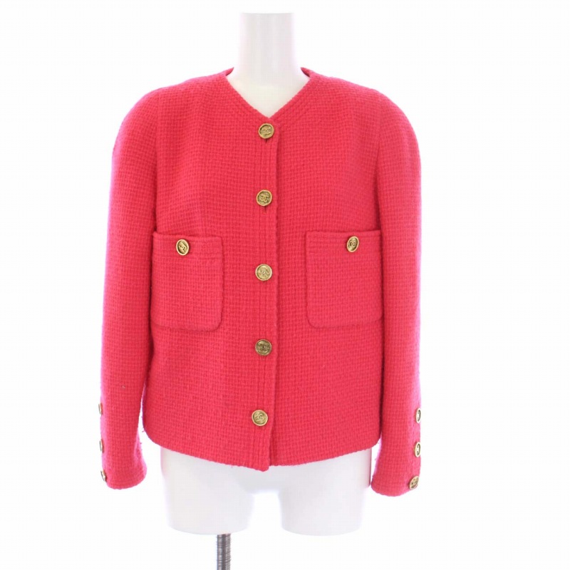 シャネル CHANEL ヴィンテージ ノーカラージャケット ツイード ココ  