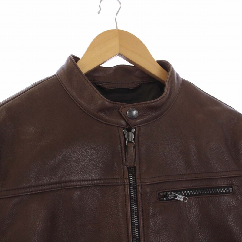 コーチ COACH シングル ライダースジャケット 革ジャン ジップアップ S