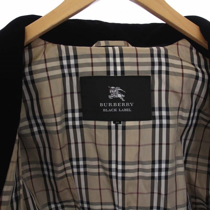 BURBERRY BLACK LABEL ベロア Pコート ノバチェック L BURBERRY BLACK 懐かしい LABEL ベロア Pコート ノバチェック L