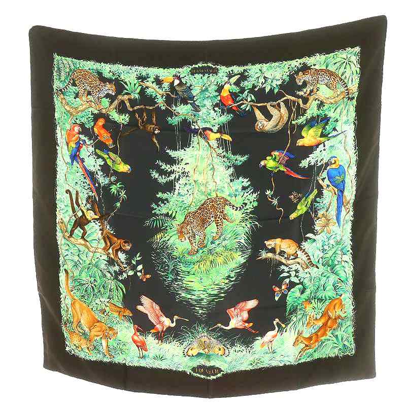 エルメス HERMES カレ90 EQUATEUR 赤道直下 スカーフ アニマル シルク  