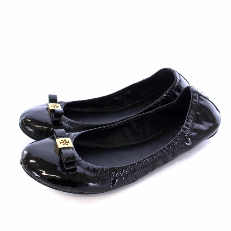 トリーバーチ TORY BURCH パンプス バレエシューズ エナメル リボン 6M 