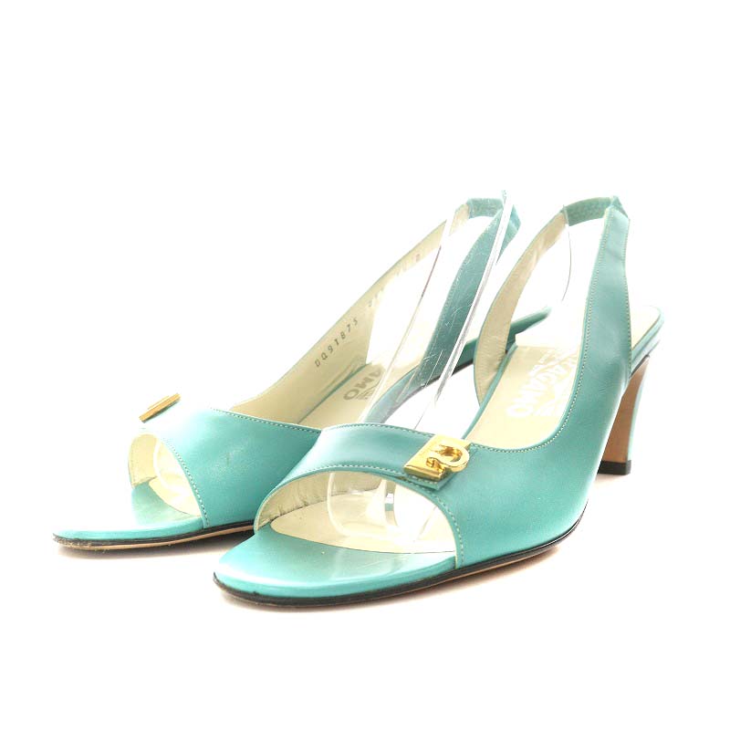 r*ル様 Ferragamo ネイビー レース編みオープントゥヒール r*ル様 Ferragamo ネイビー レース編みオープントゥヒール r*ル