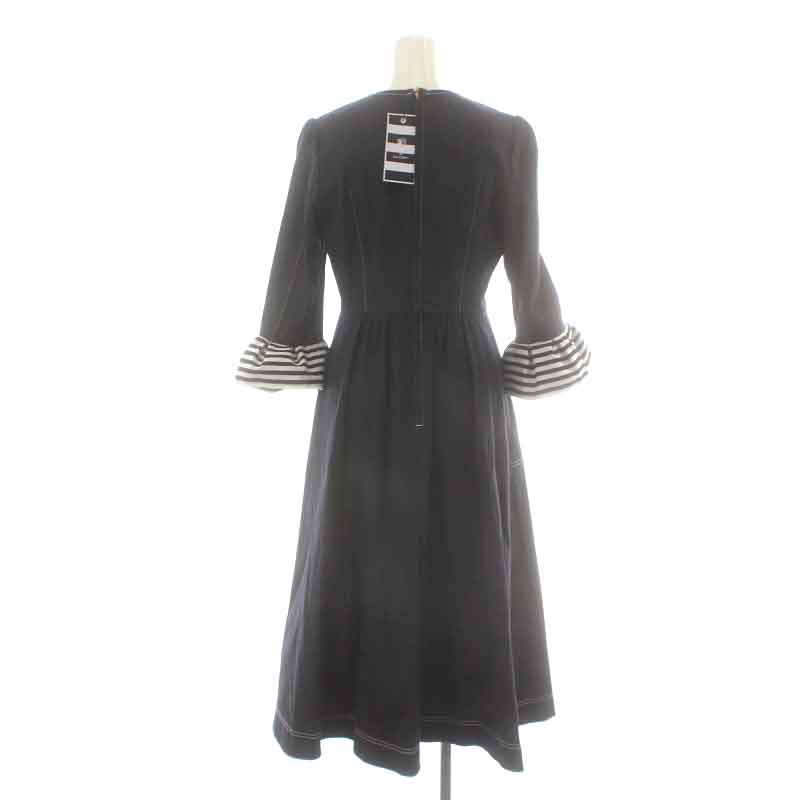 ボーダーズアットバルコニー シャツ ドレス ワンピース 七分袖 36 紺  