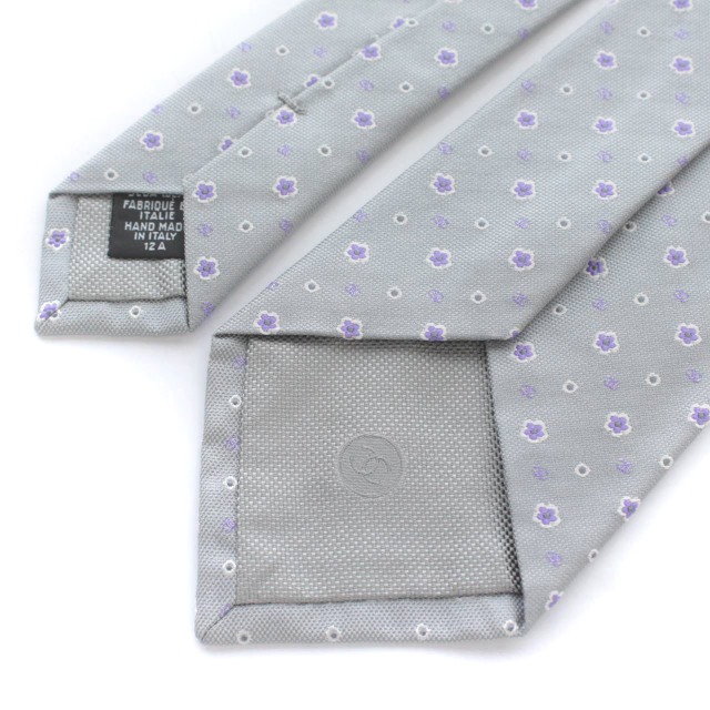 CHANEL シャネル シルク ネクタイ グレー系 ココマーク フラワー CHANEL シャネル シルク ネクタイ グレー系 ココマーク フラワー