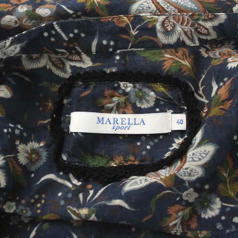 マレーラ MARELLA sport シャツ ブラウス 長袖 花柄 総柄 フリル
