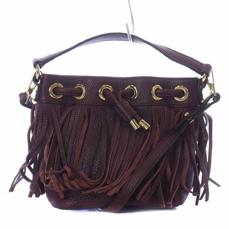 ミリー milly ショルダーバッグ ハンドバッグ 2WAY フリンジ レザー 紫 