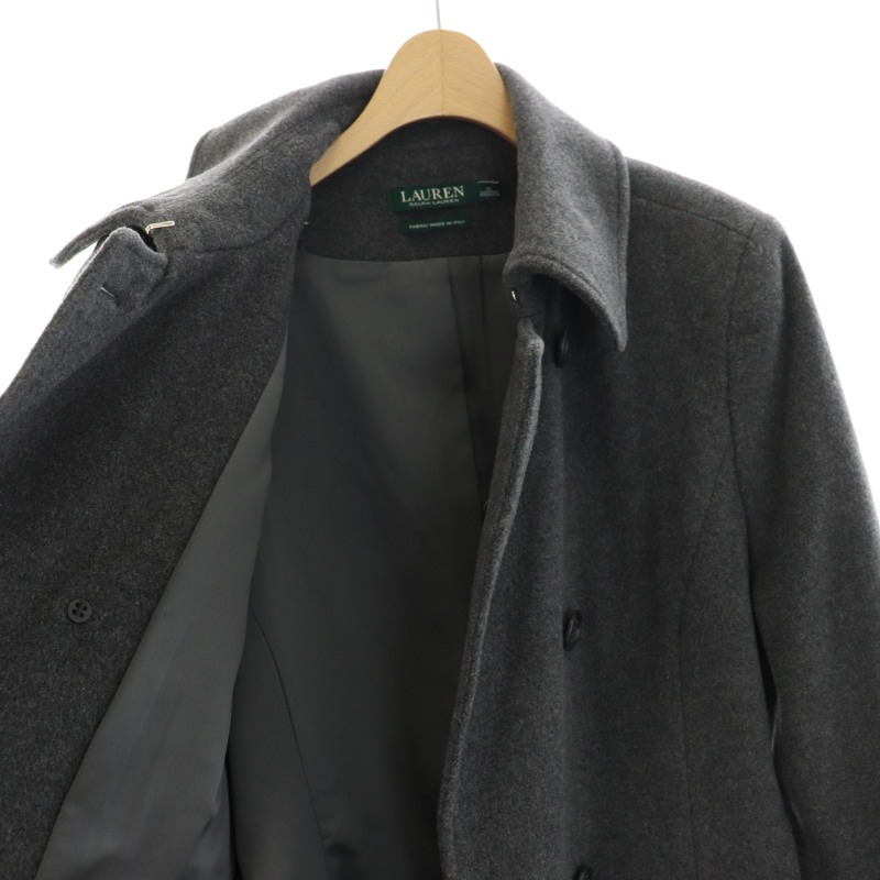 極美品　ローレン ラルフローレン　ウール、カシミヤ　トレンチコート　グレー　2 ニュアンスカラーが上質さを物語る「ラルフ ローレン」のカシミア一枚