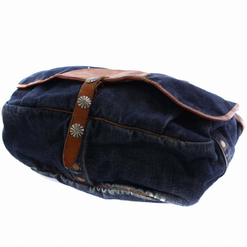 RRL ダブルアールエル デニム&レザーフラップショルダーバッグ