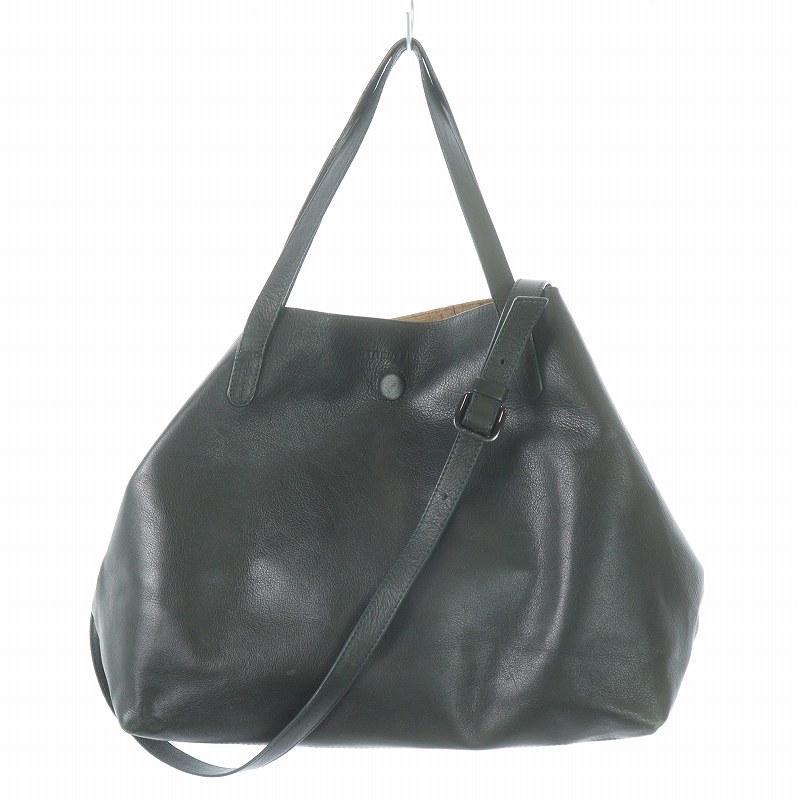 ストラネス STRENESSE トートバッグ ショルダーバッグ 2WAY レザー 緑 
