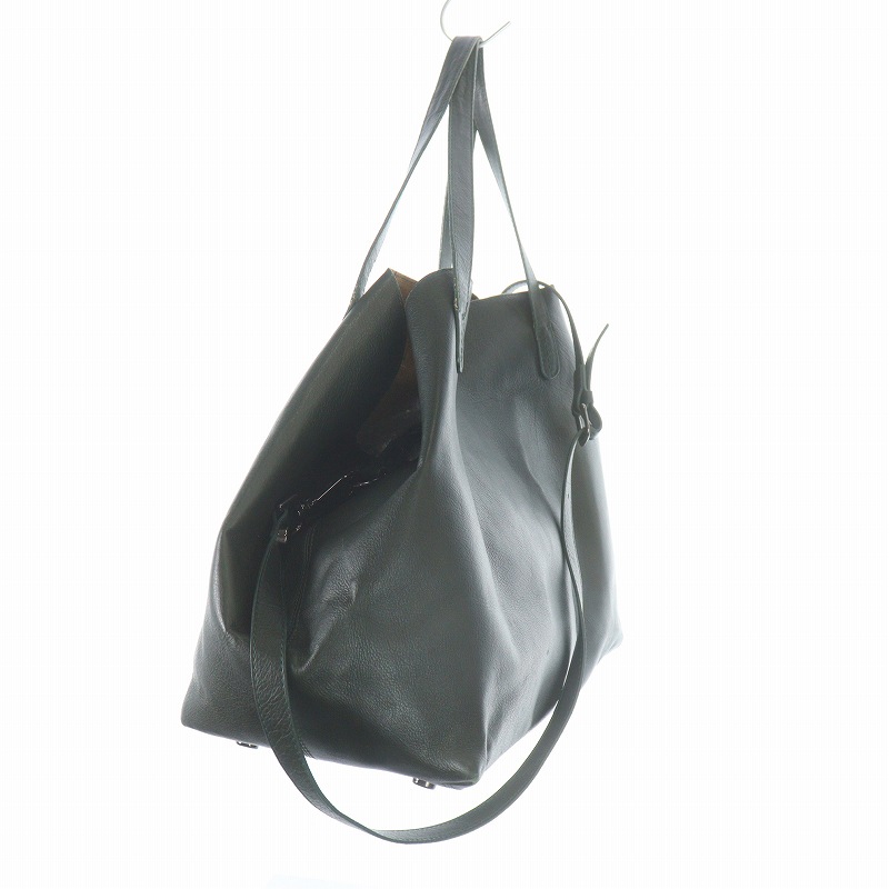 ストラネス STRENESSE トートバッグ ショルダーバッグ 2WAY レザー 緑 