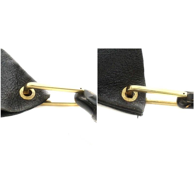 GUCCI 黒 レザー ビジネスバッグ バンブーハンドル GUCCI グッチ バンブー ハンドバッグ ワンショルダーバッグ