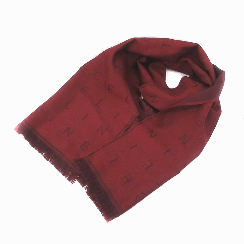 セリーヌ マフラー ライトブルー マカダム ロゴ ウール・カシミヤ no