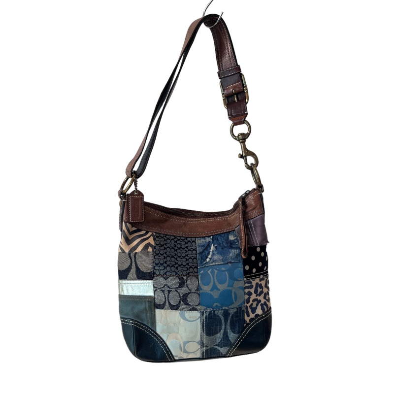 コーチ COACH シグネチャー パッチワーク ショルダーバッグ ブルー 青