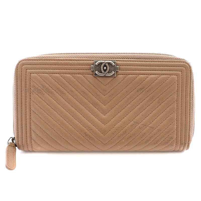 シャネル CHANEL ボーイシャネル シェブロン ココマーク 長財布 小銭  