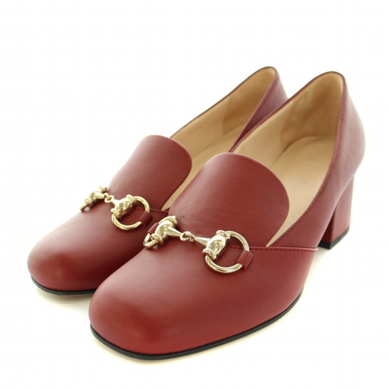 GUCCI * 赤 ホースビット チャンキーヒール パンプス