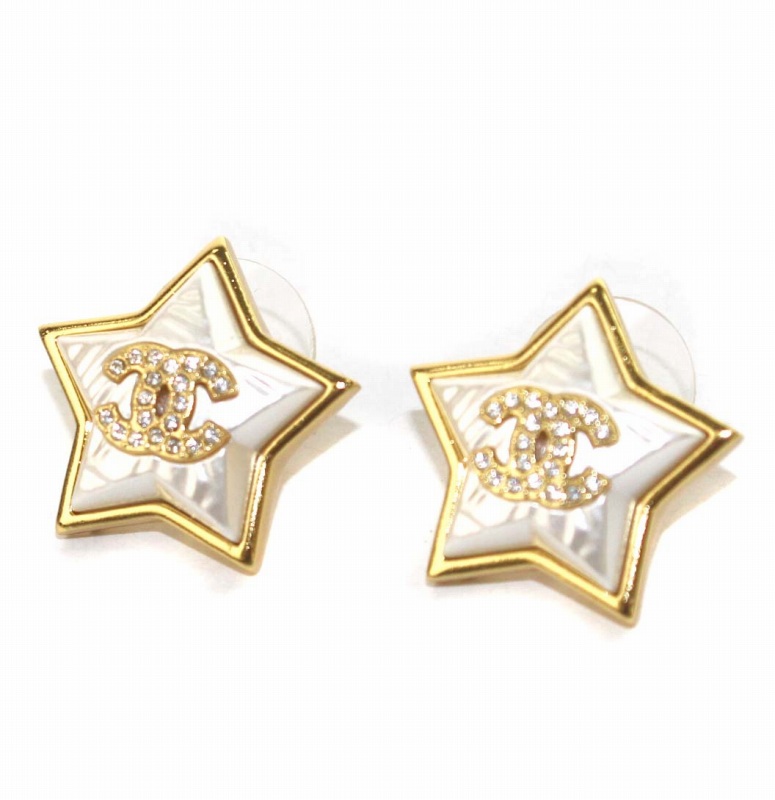 シャネル CHANEL B23K ココマーク ラインストーン ピアス 白 ホワイト 