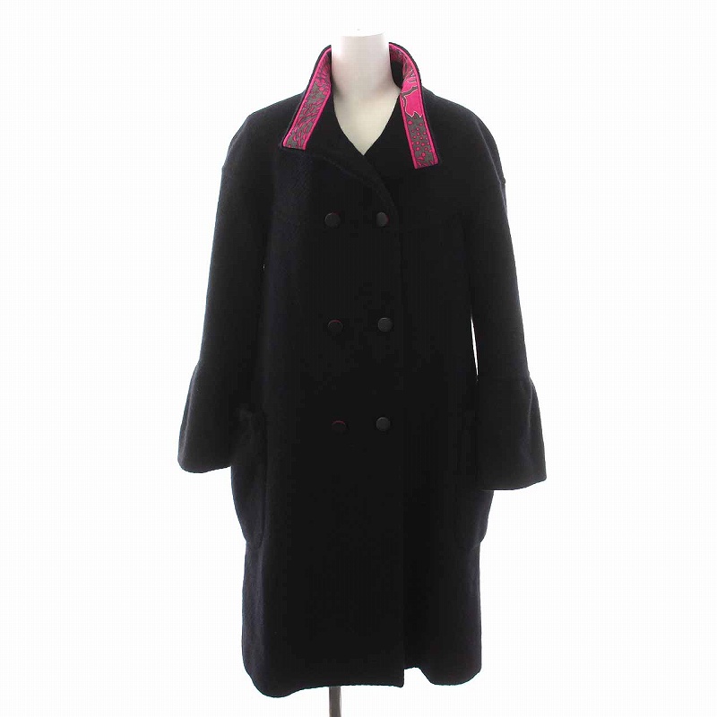 レオナール LEONARD FASHION ロングコート ダブルボタン アンゴラ 